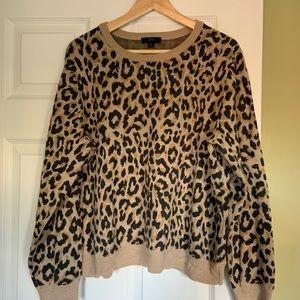Leopard print 100% merino wool sweater. J. Crew. XL.